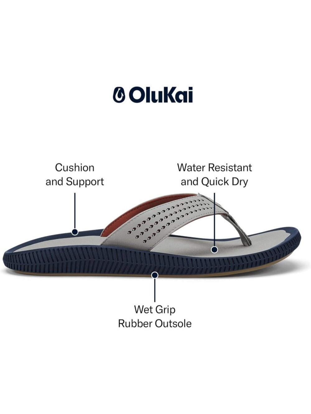 Men's White Ash Resistant Flip Flops Arch Support Comfort Fit Beach Sandal Shoes - Picture 6 of 6